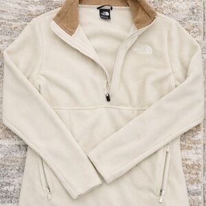 The North Face Cream Fleece Quarter-Zip with Tan Collar
